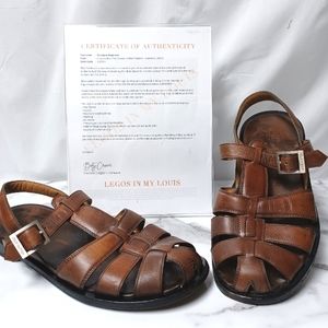 MEN'S AUTHENTICATED  LOUIS VUITTON FLAT GLADIATOR STYLE SANDALS  SIZE 8.…
